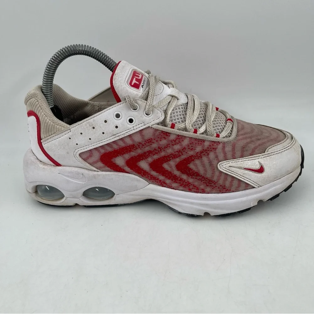 👞 Nike Air Max -Size 6Y- TW Low Casual White Red Athletic Shoes Sneakers